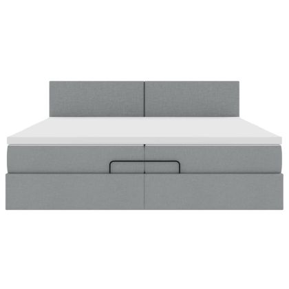 Османска легло с матрак, светлосиво, 200x200 см, плат