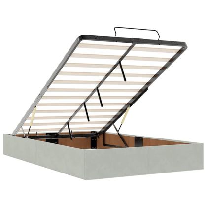 Османска легло с матрак, светлосиво, 120x190 см, кадифе