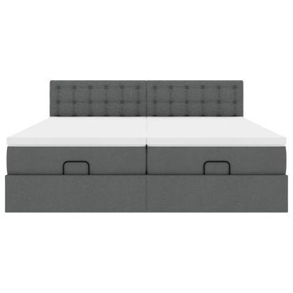 Османска легло с матраци, тъмнокафяво, 160x200 см, плат