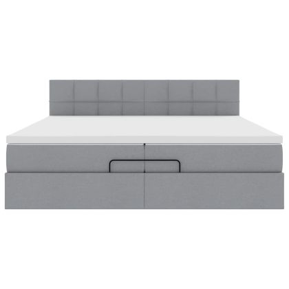 Османска легло с матрак и LED, светлосиво, 200x200 см, плат