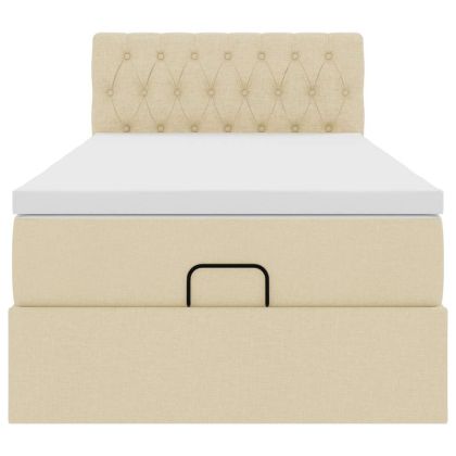 Османска легло с матрак и LED, кремаво, 80x200 см, плат