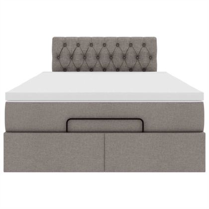 Османска легло с матрак и LED, таупе, 120x200 см, плат