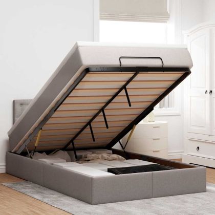 Османска легло с матрак и LED, таупе, 120x200 см, плат