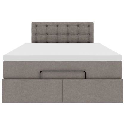 Османска легло с матрак и LED, таупе, 120x200 см, плат