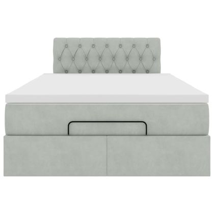 Османска легло с матрак и LED, светлосиво, 120x190 см, кадифе