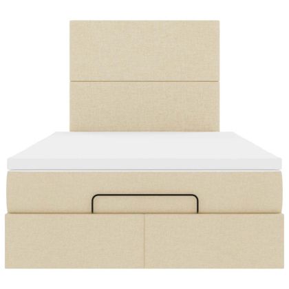 Османска легло с матрак, кремаво, 120x200 см, плат