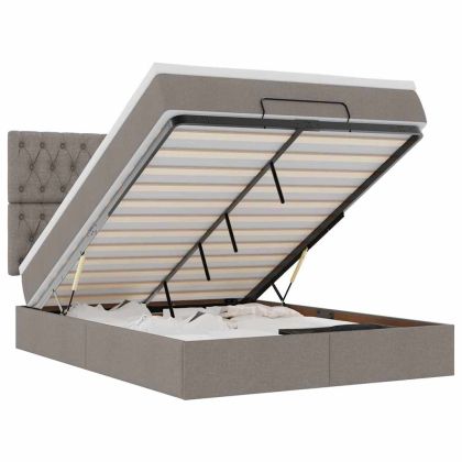 Османска легло с матрак, таупе, 140x190 см, плат