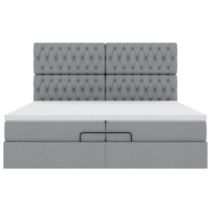 Османска легло с матраци, светлосиво, 200x200 см, плат