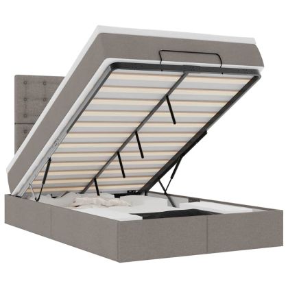 Османска легло с матрак, таупе, 120x200 см, плат