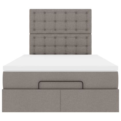 Османска легло с матрак, таупе, 120x200 см, плат