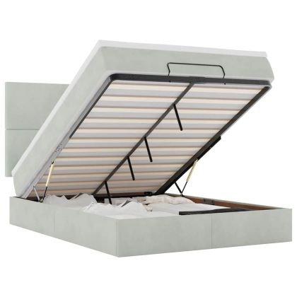 Легло с матраци Светло сиво 140x190cm кадифе