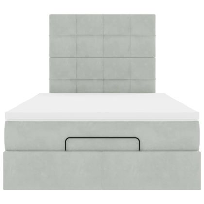 Османска легло с матраци, светлосиво, 120x190 см, кадифе