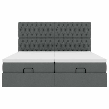 Османска легло с матраци, тъмнокафяво, 160x200 см, плат