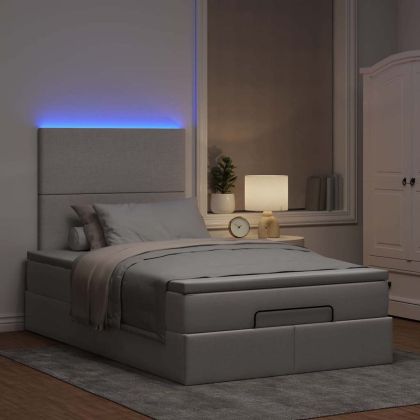Османска легло с матрак и LED, таупе, 120x200 см, плат