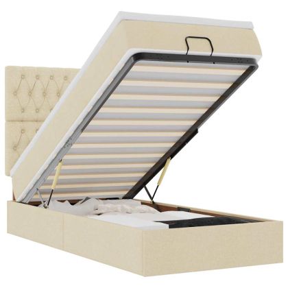 Османска легло с матрак и LED, кремаво, 80x200 см, плат