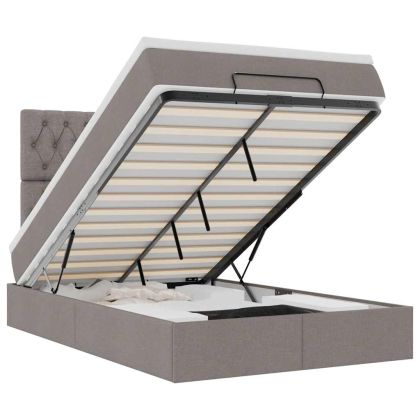 Османска легло с матрак и LED, таупе, 120x200 см, плат