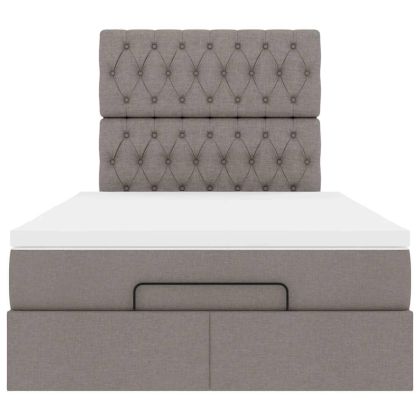 Османска легло с матрак и LED, таупе, 120x200 см, плат