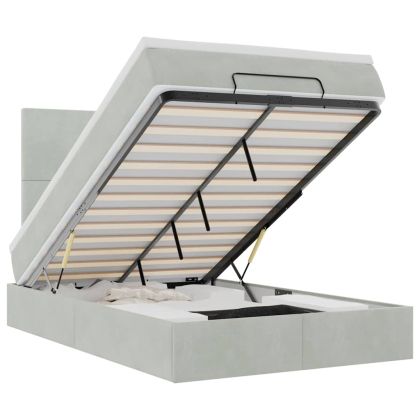 Османска легло с матраци и LED, светлосиво, 120x190 см, кадифе