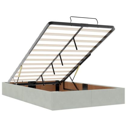 Османска легло с матраци и LED, светлосиво, 120x190 см, кадифе