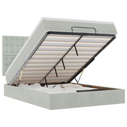 Османска легло с матраци и LED, светлосиво, 140x190 см, кадифе