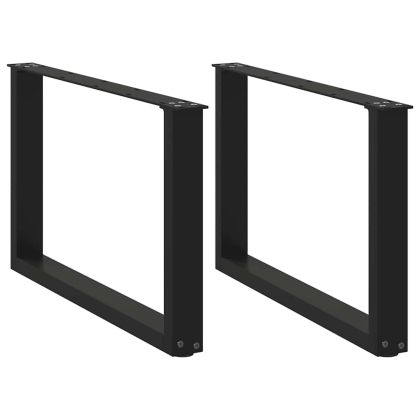 Крака за масичка за кафе, U-образни, 2 бр., черни, 60 x (42-43) см, стомана