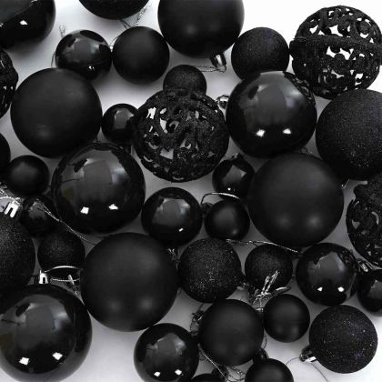 Комплект коледни топки 120 pcs Черно Пластмаса