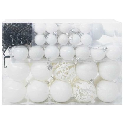 Комплект коледни топки 61 pcs Бяло Пластмаса