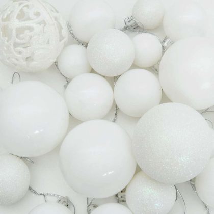 Комплект коледни топки 120 бр. 300 LED светодиода Топло бяло