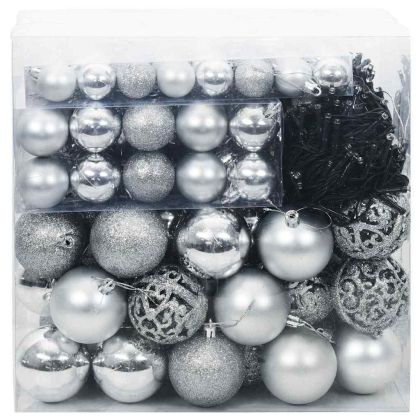 Комплект коледни топки 120 pcs Сребрист Пластмаса