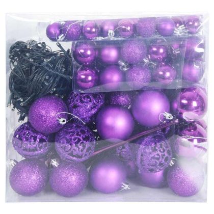 Комплект коледни топки 120 pcs Лилав Пластмаса