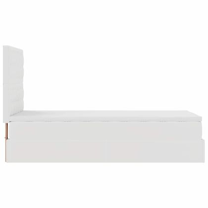 Османска легло с матрак&LED, бяло, 80x200 см, изкуствена кожа