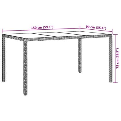 Градинска маса Черно 150 x 90 x 75 cm полиратан
