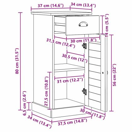 Шкаф за баня с рафт VIGO Кафяв и меден кафяв 37,5 x 34 x 80 см