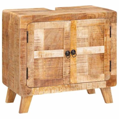 Шкаф за баня Кафяво Солидно мангово дърво и инженерно дърво