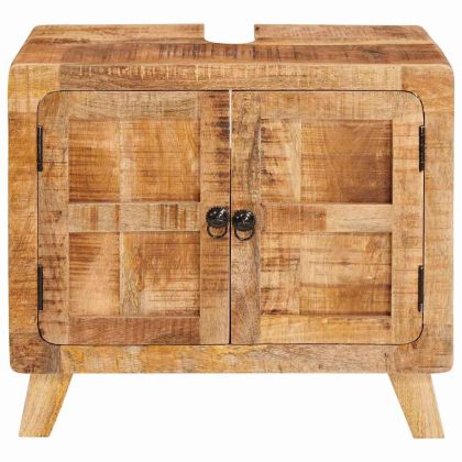 Шкаф за баня Кафяво Солидно мангово дърво и инженерно дърво