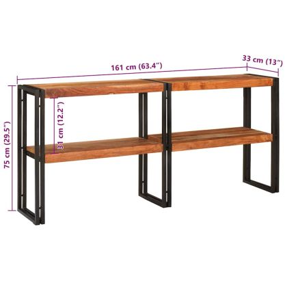 Конзолна маса Кафяво 160 x 33 x 75 см Солидно акациево дърво