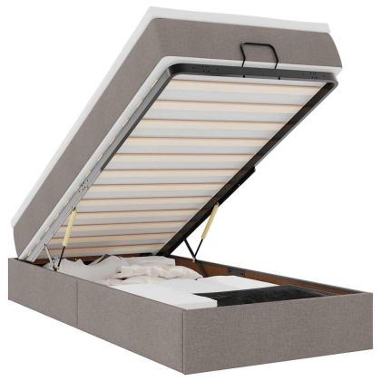 Османска легло с матрак, таупе, 80x200 см, плат