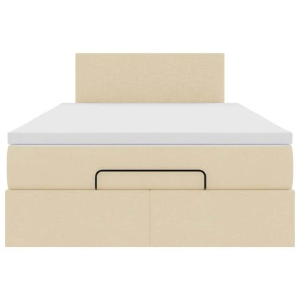 Османска легло с матрак, кремаво, 120x190 см, плат