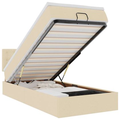 Османска легло с матрак и LED, кремаво, 90x190 см, плат