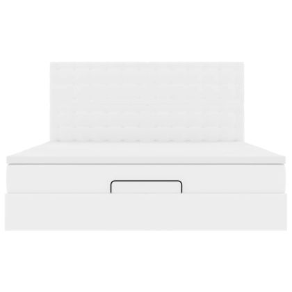 Османска легло с матрак, бяло, 180x200 см, изкуствена кожа