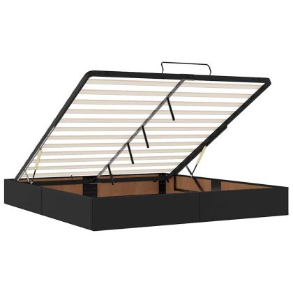 Османска легло с матраци, черно, 200x200 см, изкуствена кожа