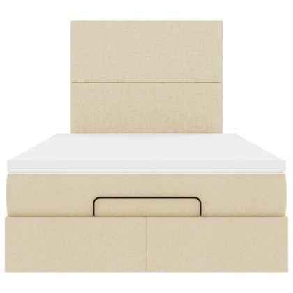 Османска легло с матрак, кремаво, 120x190 см, плат