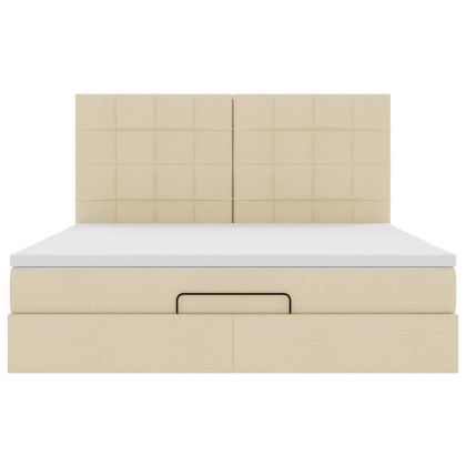Османска легло с матрак, кремаво, 180x200 см, плат