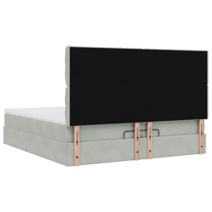 Османска легло с матраци, светлосиво, 200x200 см, кадифе