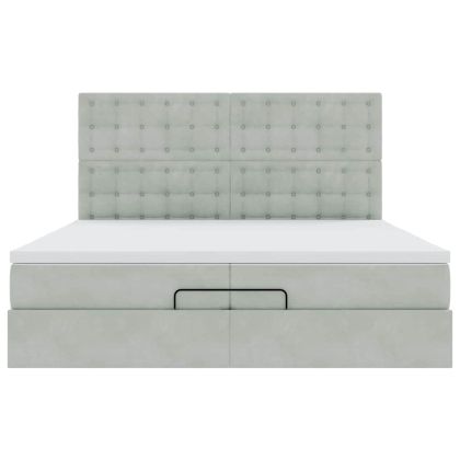 Османска легло с матраци, светлосиво, 200x200 см, кадифе