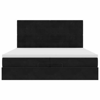 Османска легло с матраци, черно, 200x200 см, кадифе