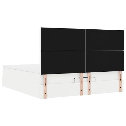 Османска легло с матрак&LED, бяло, 180x200 см, изкуствена кожа