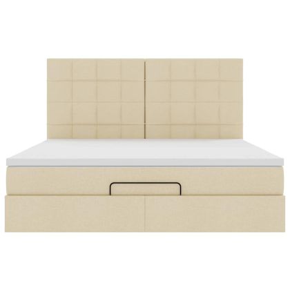 Османска легло с матрак и LED, кремаво, 180x200 см, плат