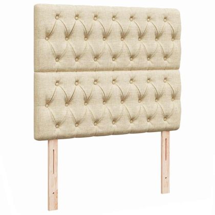 Османска легло с матрак и LED, кремаво, 120x190 см, плат