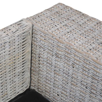 3-местен диван с възглавници, сив, естествен ратан